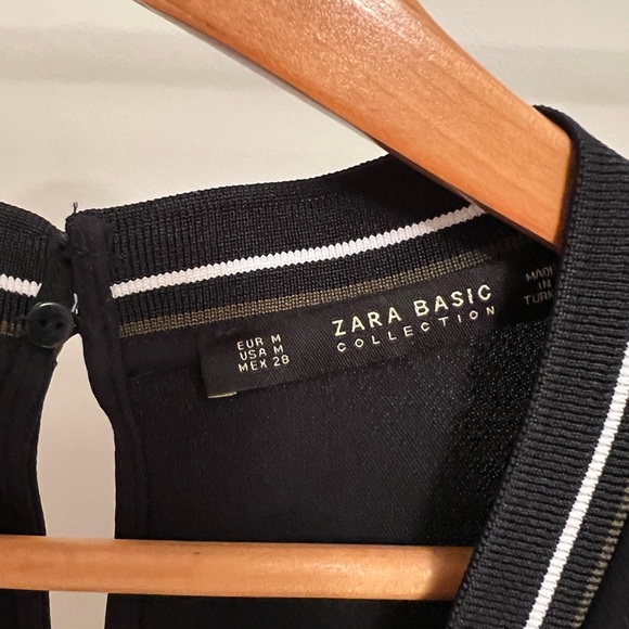 Zara Jumpsuit with pockets and drawstring waist. Side stripe/v-neck detailing. - Picture 2 of 5